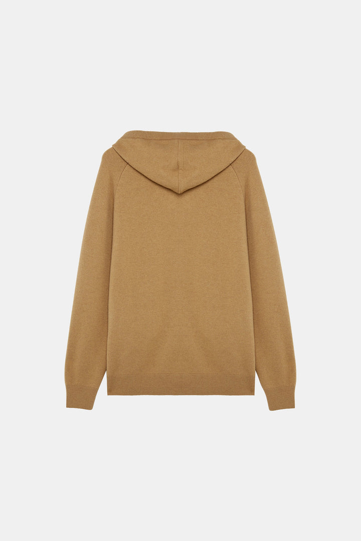 Camel Knit Zipped Hoodie