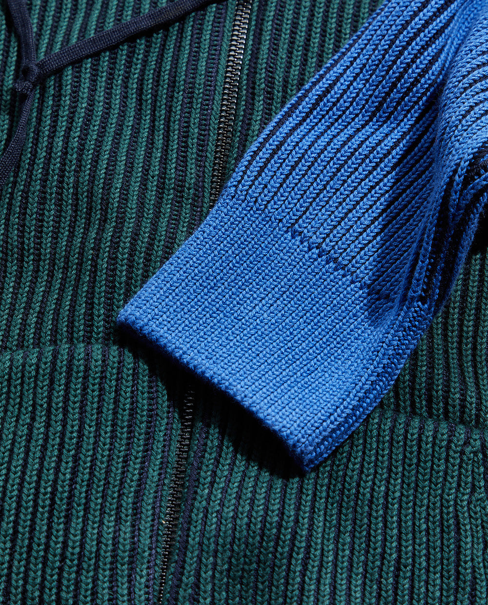 Multicolor Knit Zipped Hoodie