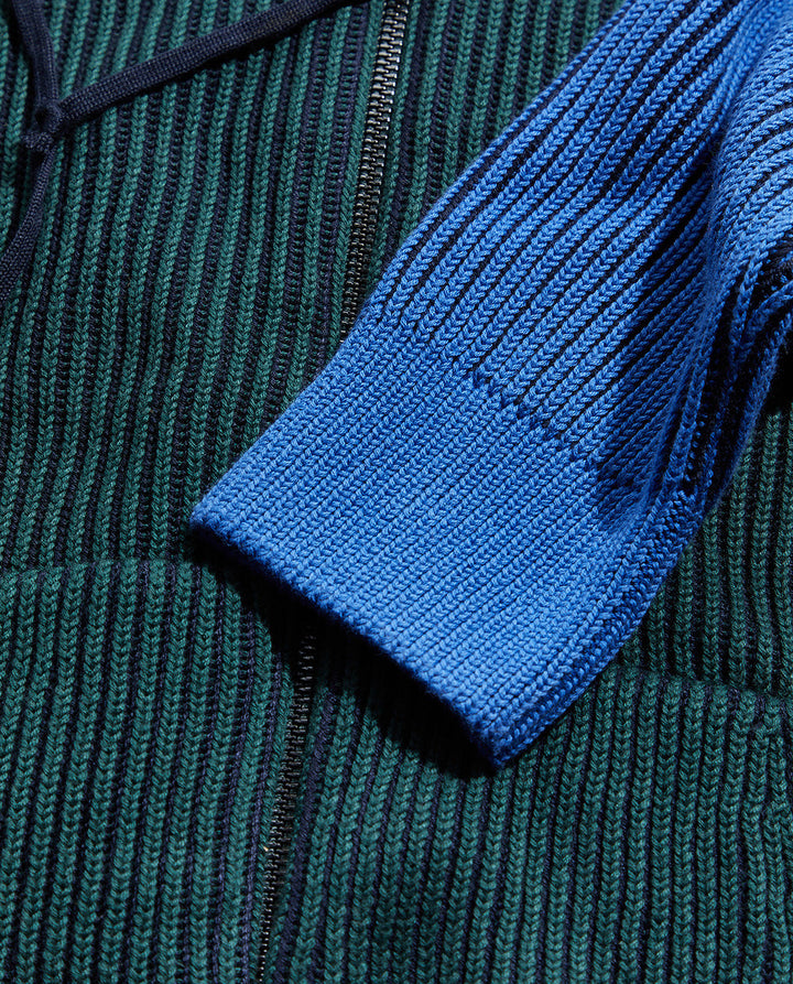Multicolor Knit Zipped Hoodie