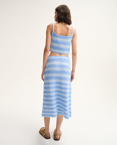 Blue Striped Knitted Skirt