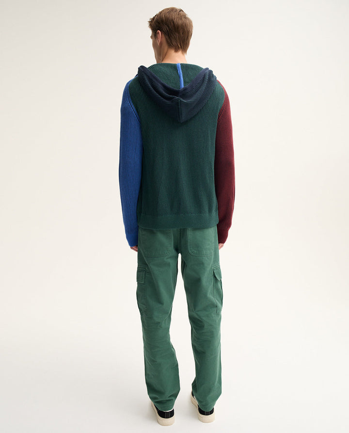 Multicolor Knit Zipped Hoodie