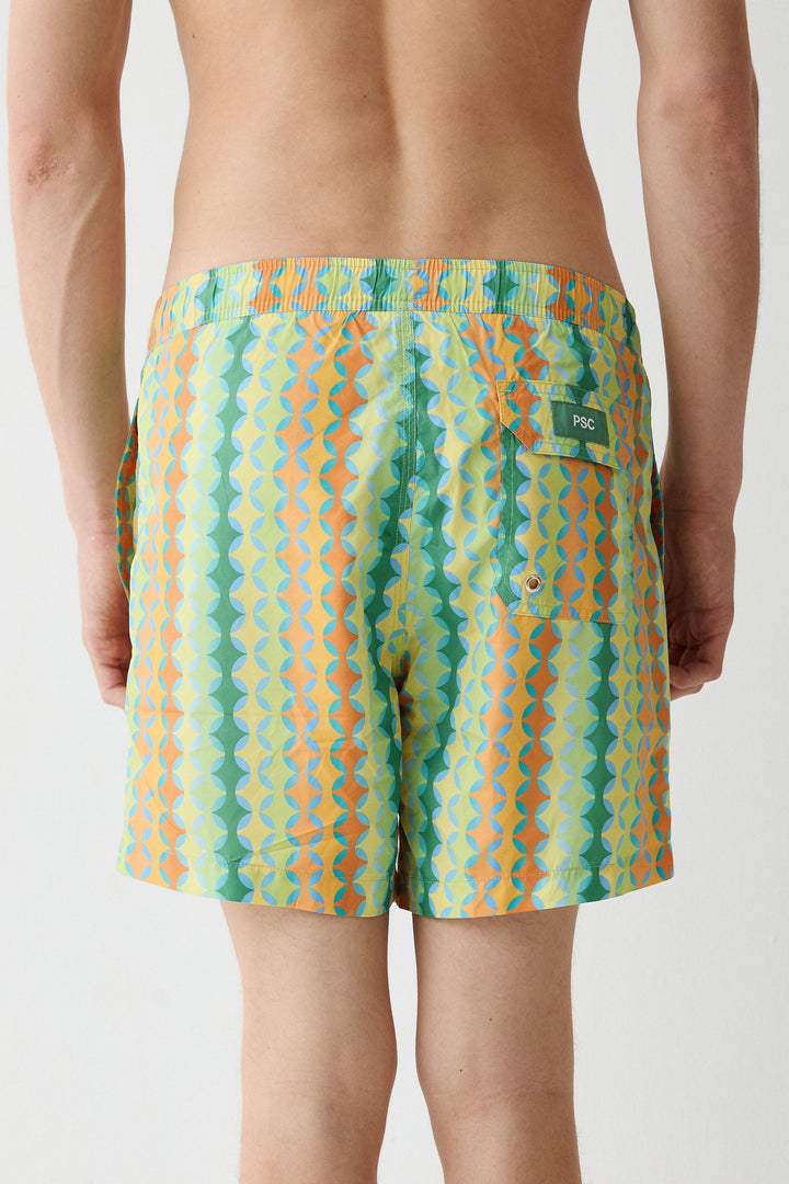 Orange Mosaic Swim Shorts
