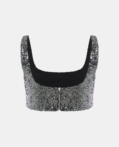 Grey Sequin Top