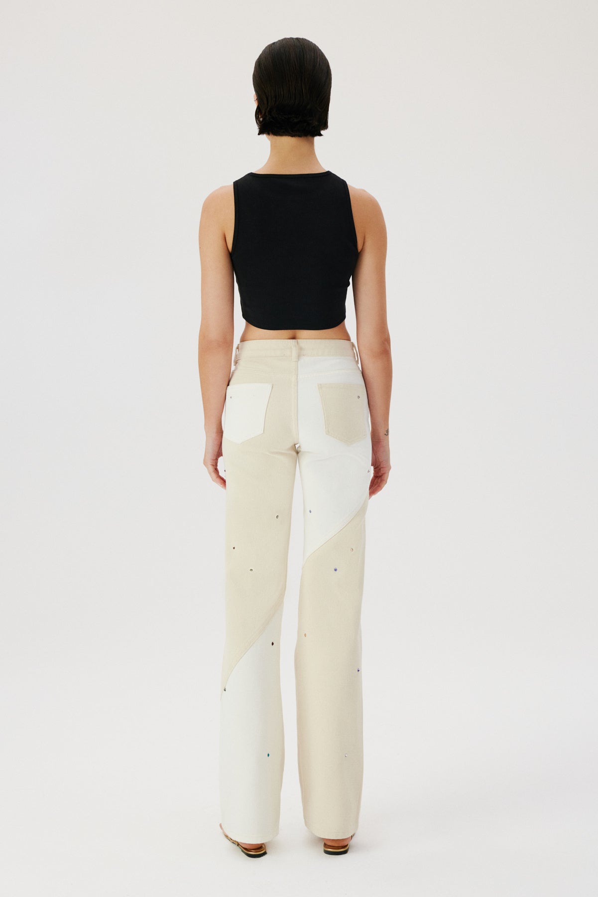 Patchwork White Jeans