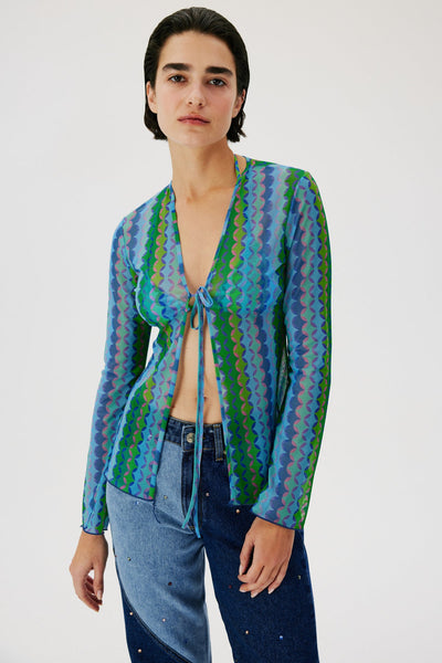 Green Mosaic Mesh Top